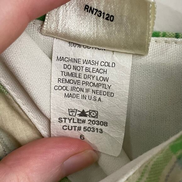 Y2K Vintage Fredericks of Hollywood S/M plaid mini dress cotton USA green white - Picture 8 of 8